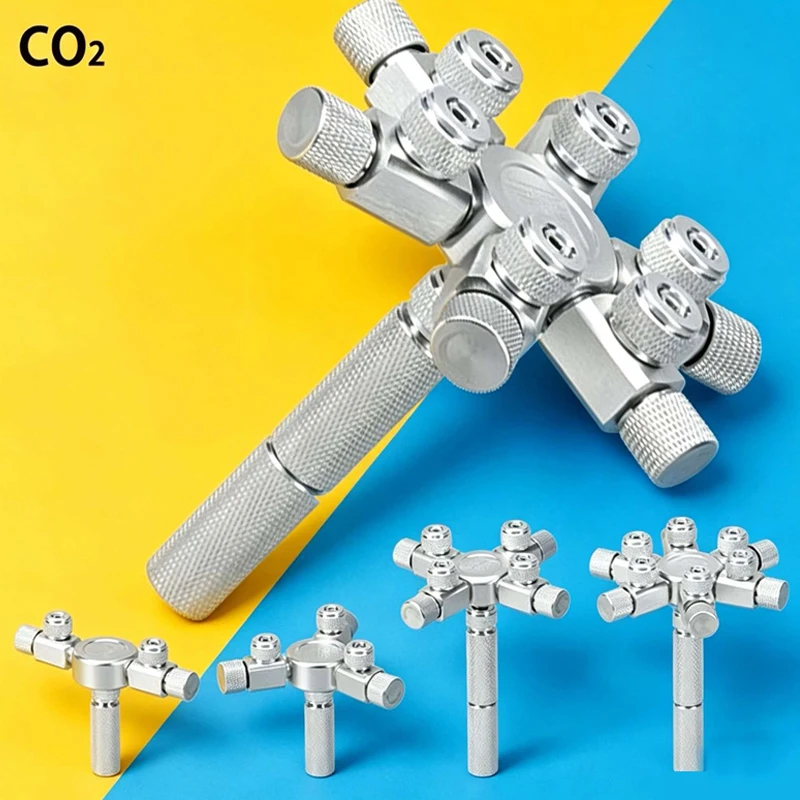 ZRDR Fish Tank Multi-Channel CO2 Splitter Distributor Metal Aquarium CO2 Regulator Generator Accessories CO2 Splitter 2-6 Channe