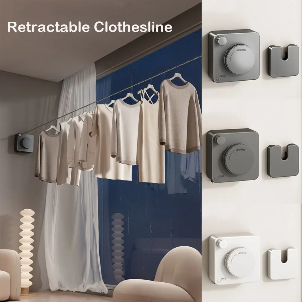 

4,8-метровая выдвижная веревка для белья, невидимая непровисающая вешалка для одежды, настенная выдвижная линия для сушки одежды, наружное использование