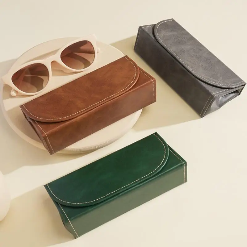 Premium PU Large Capacity Men's Eyeglass Case Shockproof Portable Glasses Storage Box Eyeglass Box For Gift