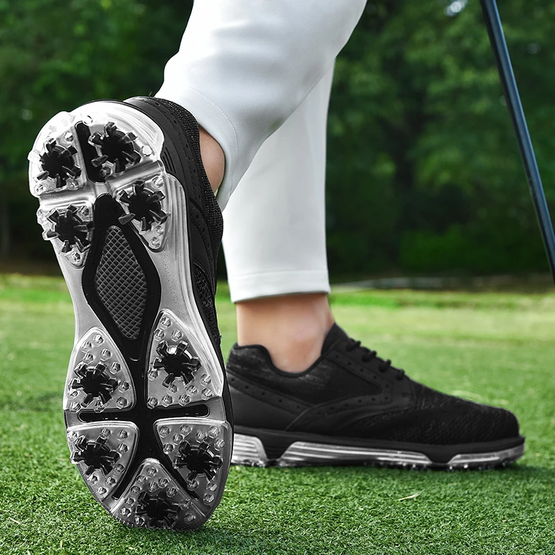 Sapatos de golfe de malha leve profissional para homens, calçados de golfe, treinadores esportivos de golfe, tênis atléticos