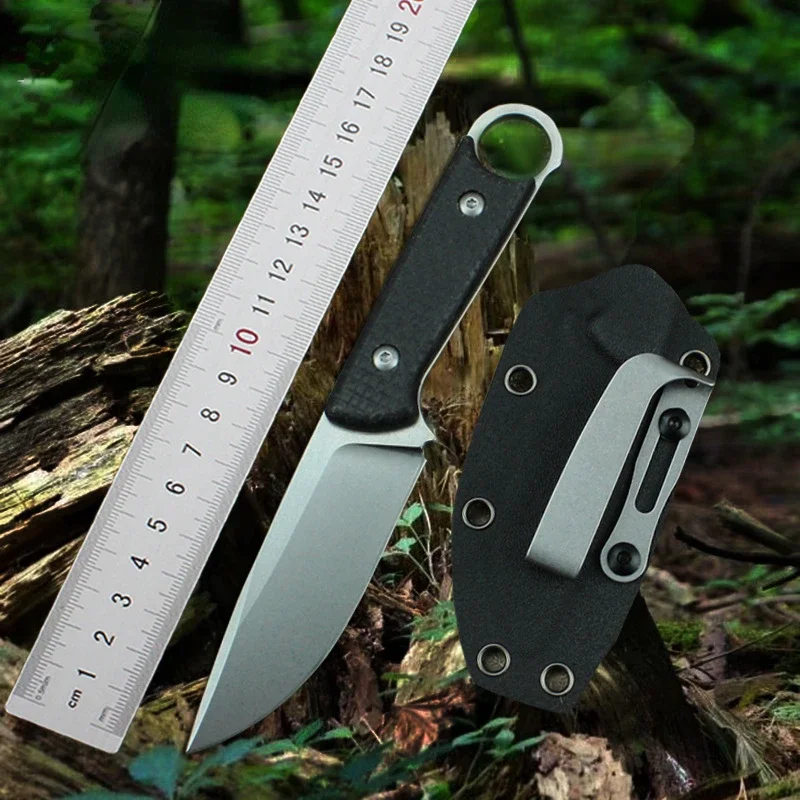 Linen Handle Fixed Blade Knife D2 Steel Sharp Outdoor Camping Barbecue Grilled Meat Cutter Survival Utility Knife With K-sheath