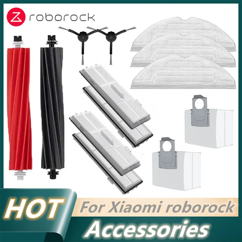 Für roborock s8 s8 pro ultra s8 ersatzteile duo roller hauptseiten bürsten mop tücher hepa filter staubbeutel zubehör