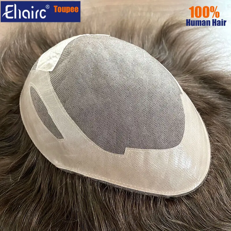 Male Hair Prosthesis Mono Lace, NPU Around Man Wig Super Durable Men's Capillary Prothesis 100% Natural Wig For Men Long lasting
