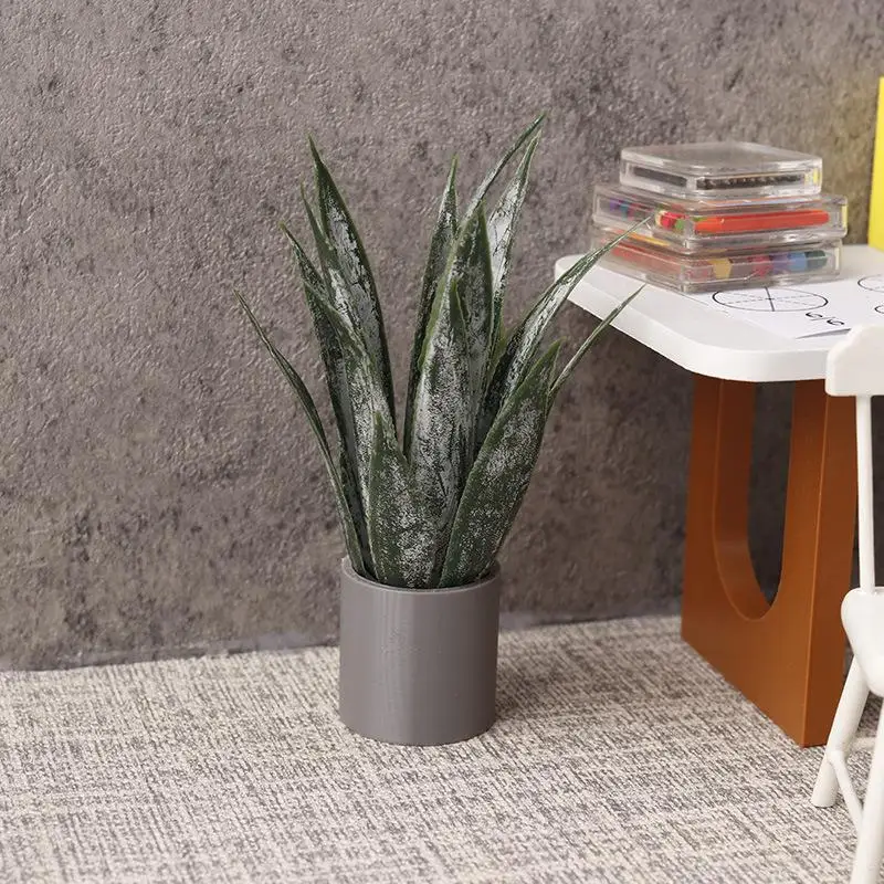 Aloe Vera Miniature Potted Plant 1/12 Scale Model for Dollhouse Creative Display