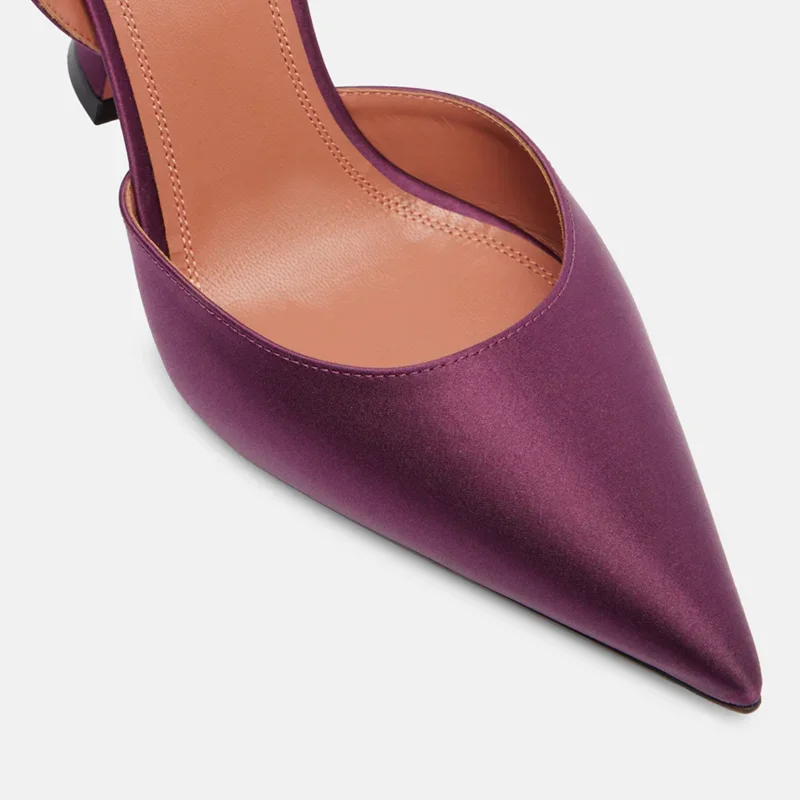 Satin Wines Glass Heel Pumps Sandals Sexy Pointed Toe Solid Back Strap Accept Customized New Arrivals Fashion Women Modern Shoes