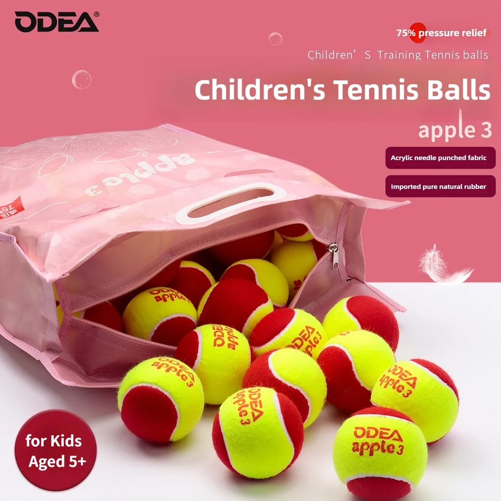 

ODEA 10/30Pcs Tennis Balls for Kids, Soft Training Beginners, Pressure Reduced 75%, Transition Practice Big Red Tennis Ball