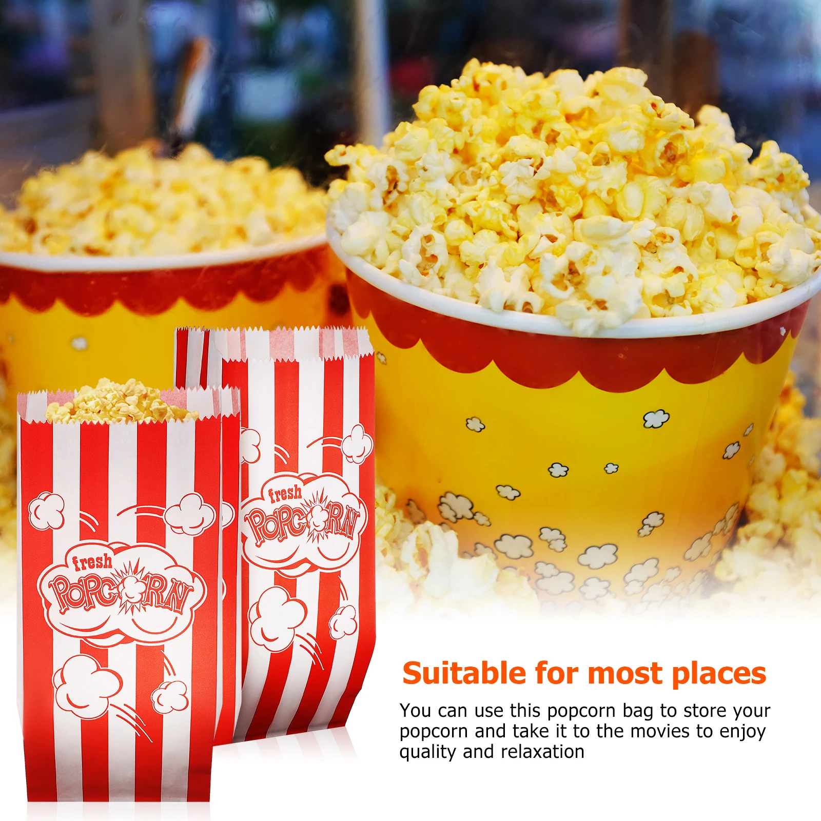 

100 Pcs Popcorn Bags 9cmx22cm Paper Treat Bags Oil Proof Design Movie Party Snacks Containers C y Bread Storage