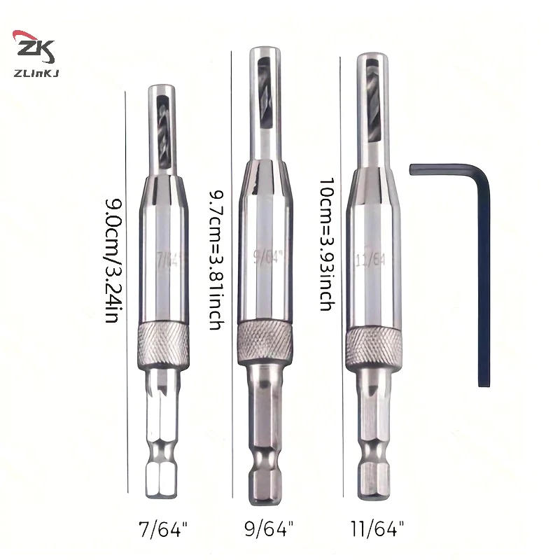 

3pcs Self Centering Hinge Drill Bits Door Window Cabinet Woodworking Hole Puncher Wood Reaming Tools Countersink Drill Bits