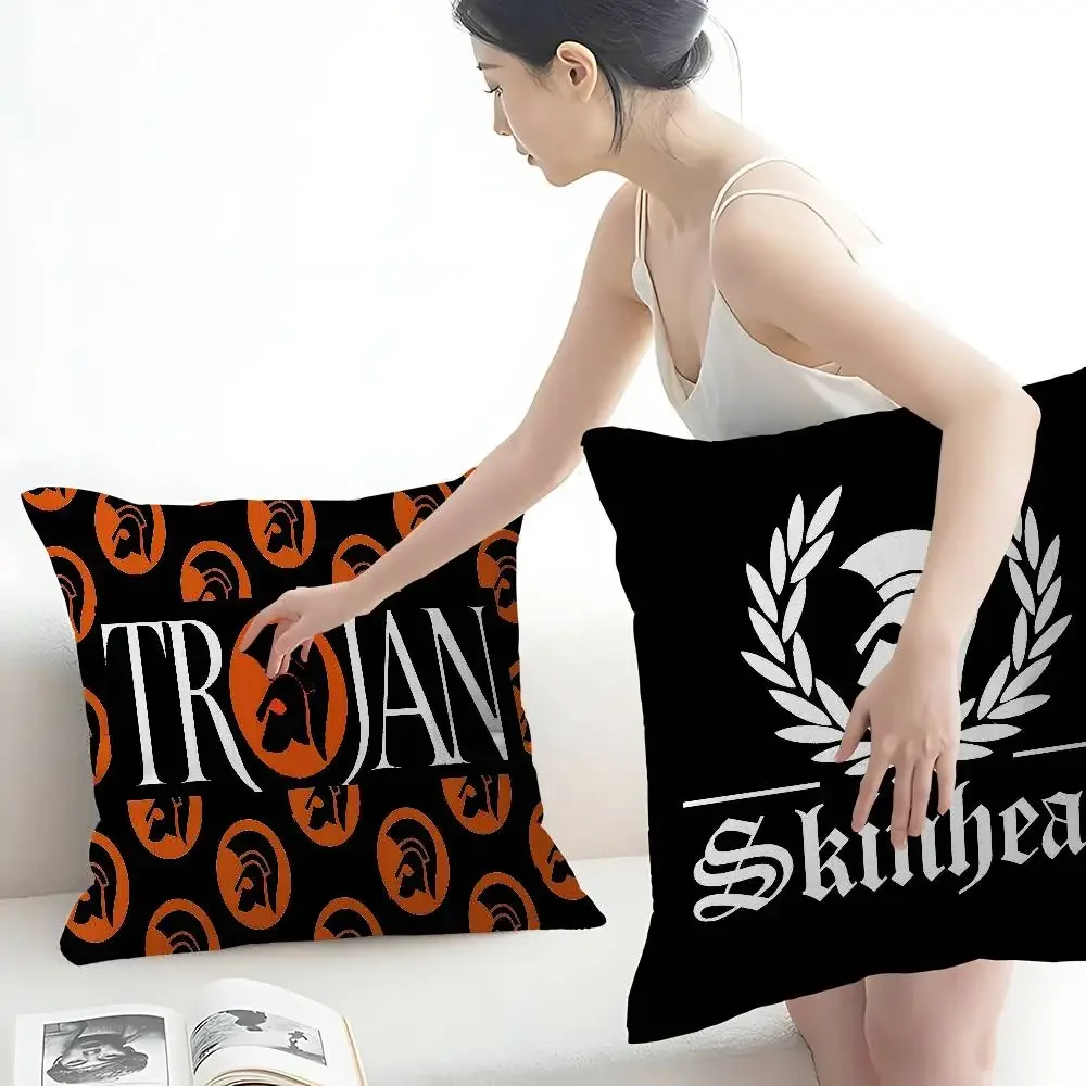 Trojan Records Logo Personalized Pillow Cover Kids Bedroom Wild Party Decor Pillowcase Kid Birthday Shower Gift