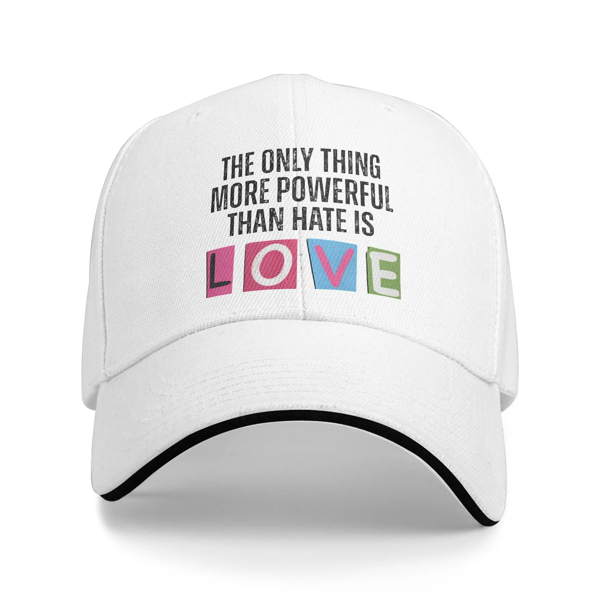 The Only Thing More Powerful Than Hate Is Love Sun Baseball Cap  Summer Classic Trucker Hat Unisex Men Outdoor Sport Baseball