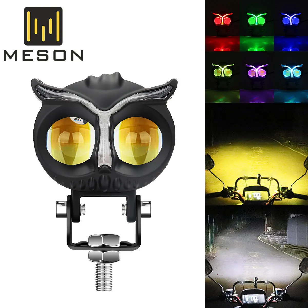 

1/2PCS Motorcycle LED Spotlight 30W Hi/Lo Beam Light 3570 Chip RGB Dual Color Headlight Auxiliary Motor Decoration Accessories