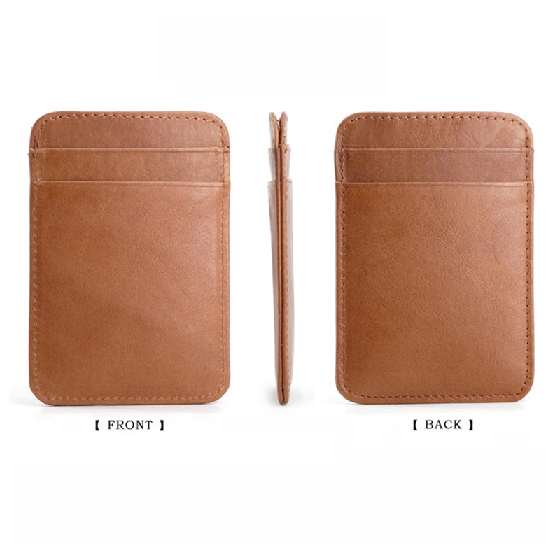 محفظة حامل بطاقات رفيعة من جلد البقر الفاخر للرجال والنساء - منظم جيب لبطاقات الائتمان والهوية المدمجة