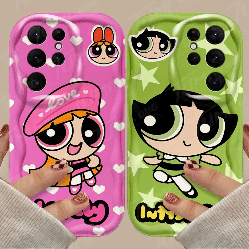 P-Powerpuff Girls Silicone Phone Case For Samsung Galaxy S24 Ultra S23 S22 Plus S21 S20 FE A15 A25 A55 A35 A14 A24 A34 A54 Cover