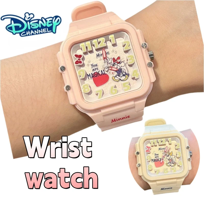 

Disney Lotso Minnie Mouse Fashion Kawaii Watch Small Square Cute Creative Middle and High School Girls Electronic Watch