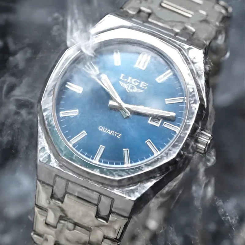 

LIGE 2025 лучшие роскошные мужские часы, модные деловые кварцевые наручные часы, водонепроницаемые часы со светящимся стальным ремешком, мужские часы Reloj Hombre