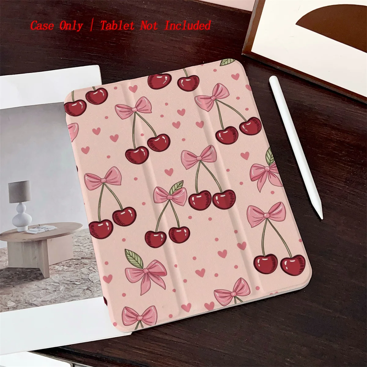 

Trendy Pink Bows & Red Cherry Pattern iPad Case For Apple iPad Pro 11/12.9 Air 3/4 10.9 Inch Mini 6 Fashion Cover