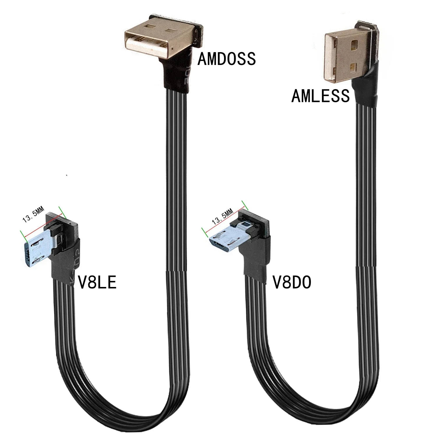 Super płaski elastyczny kątowy 90 stopni USB Micro USB męski na ultrakrótki USB męski kabel łączący do ładowania danych 10CM-50CM