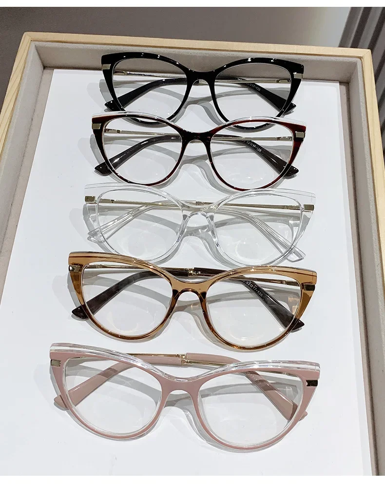 0–0,5–0,75 lichtempfindliche Myopie-Brille, Katzenauge, Anti-Blaulicht/Myopie-Brille, flacher Metall-Brillenrahmen für Myopie-Brille – Detail 4