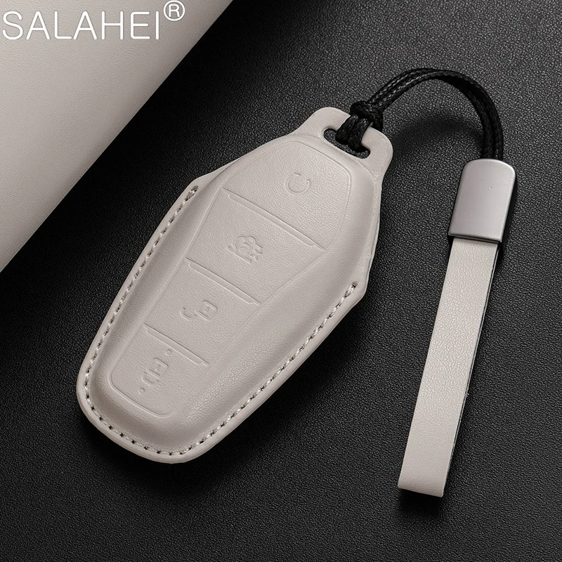 Leather Car Key Case Cover Shell Holder For BYD Tang EV600 Han EV Yuan ATTO 3 Song PLUS Pro MAX DMI Qin Seal Dolphin Accessories