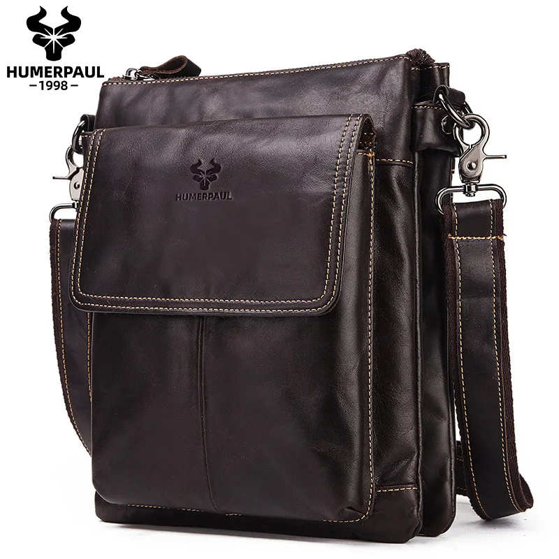 

HUMERPAUL Brand Genuine Leather Men's Messenger Bag Business Shoulder Bags for Work High QUality Male Cowhide Handbag Bolso