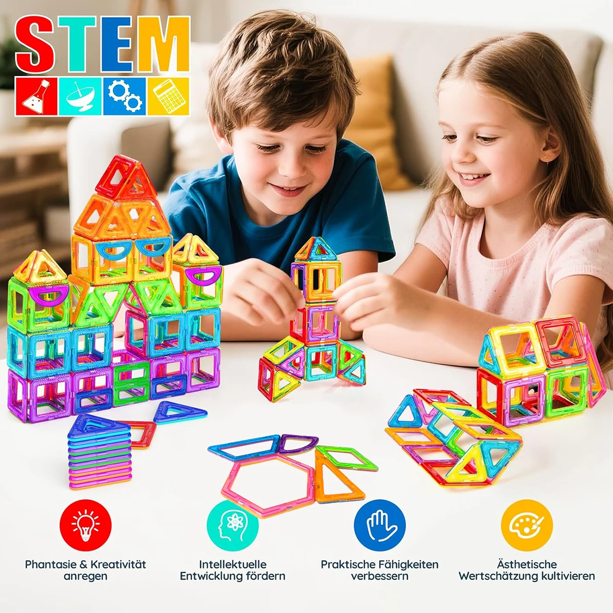 Magnetische bouwstenen DIY 3D STEM Educatieve constructorspeelgoedset voor kinderen Meervormige magnetische bouwstenen