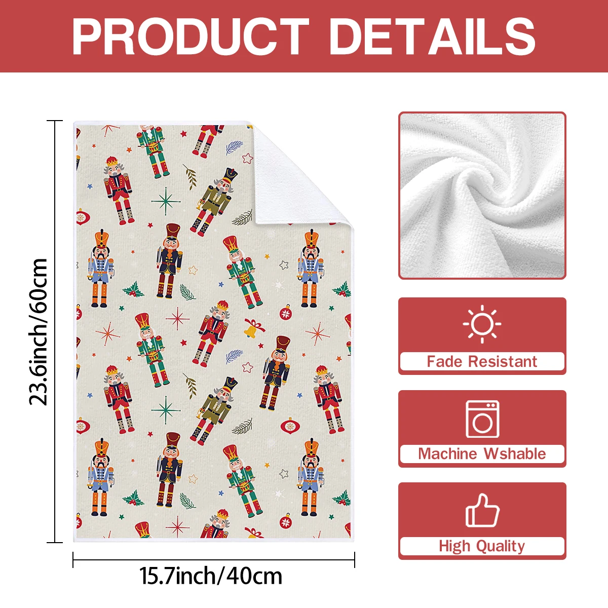 2pcs Christmas towels, cartoon nutcracker patterned tea towels, comfortable, soft and easy to clean kitchen dishwashing towels,