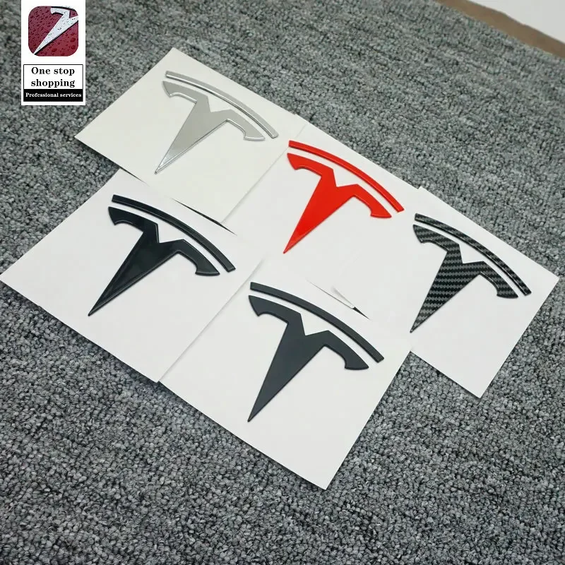 For Tesla- Car Front Emblem Rear Trunk Emblem Suitable for Model 3 Mode Y metal logo replacement rear and rear logos blackening