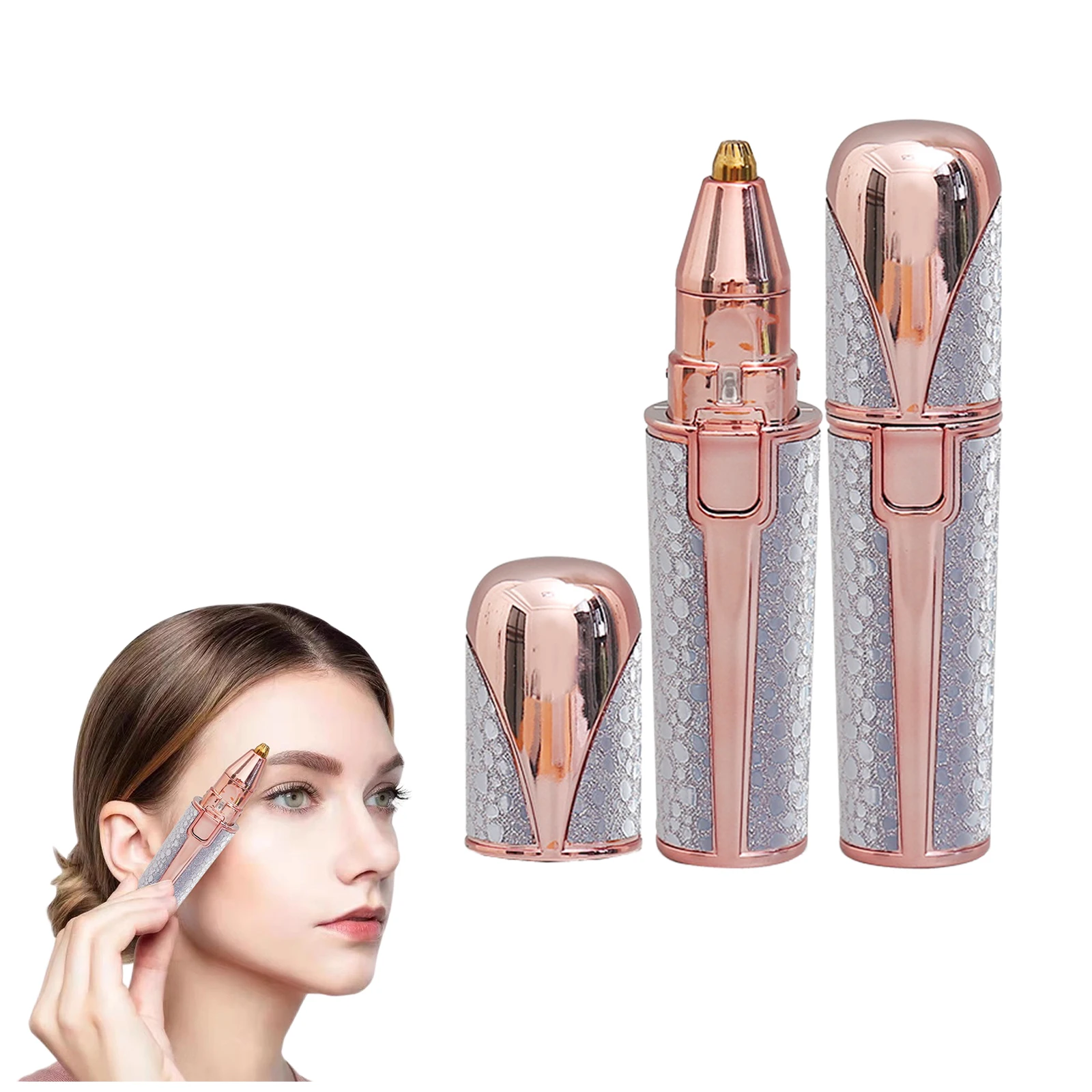 ポータブル2in1女性用脱毛器 電動 無痛脱毛器 レディースシェーバー 眉毛シェイパー 顔 脚 脇 ビキニライン ボディトリマー