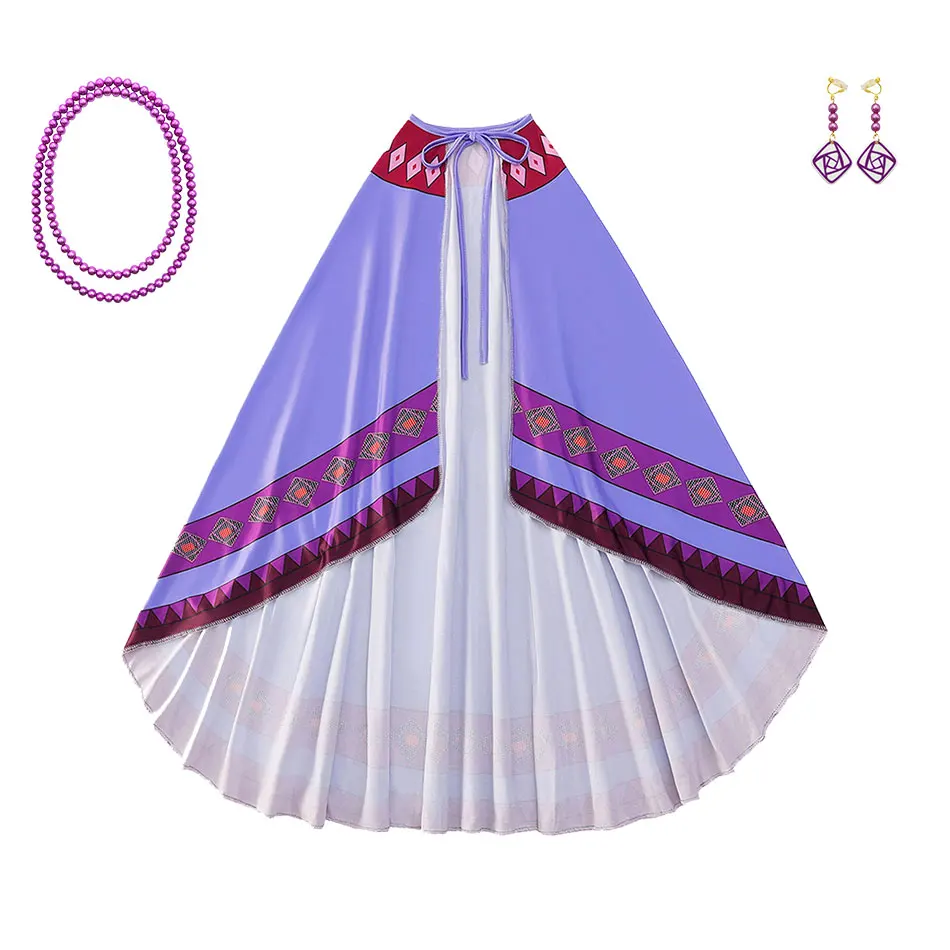 

Star Wish Movie Character Accessories Princess Necklace Earrings Ear Holes Ear Clip Jewelry for Little Girls Paired with Jewelry