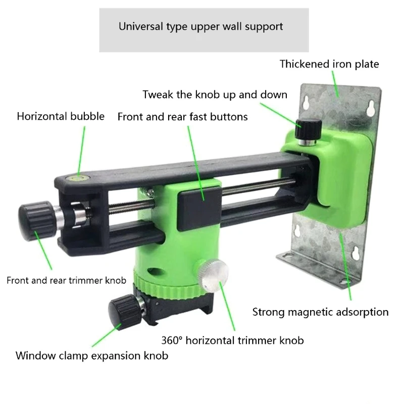 Laser Level Adjustable Magnetic Stand Holder Mount Wall Bracket for 8 12 Line Laser Level 1/4'' Thread Bracket with Base