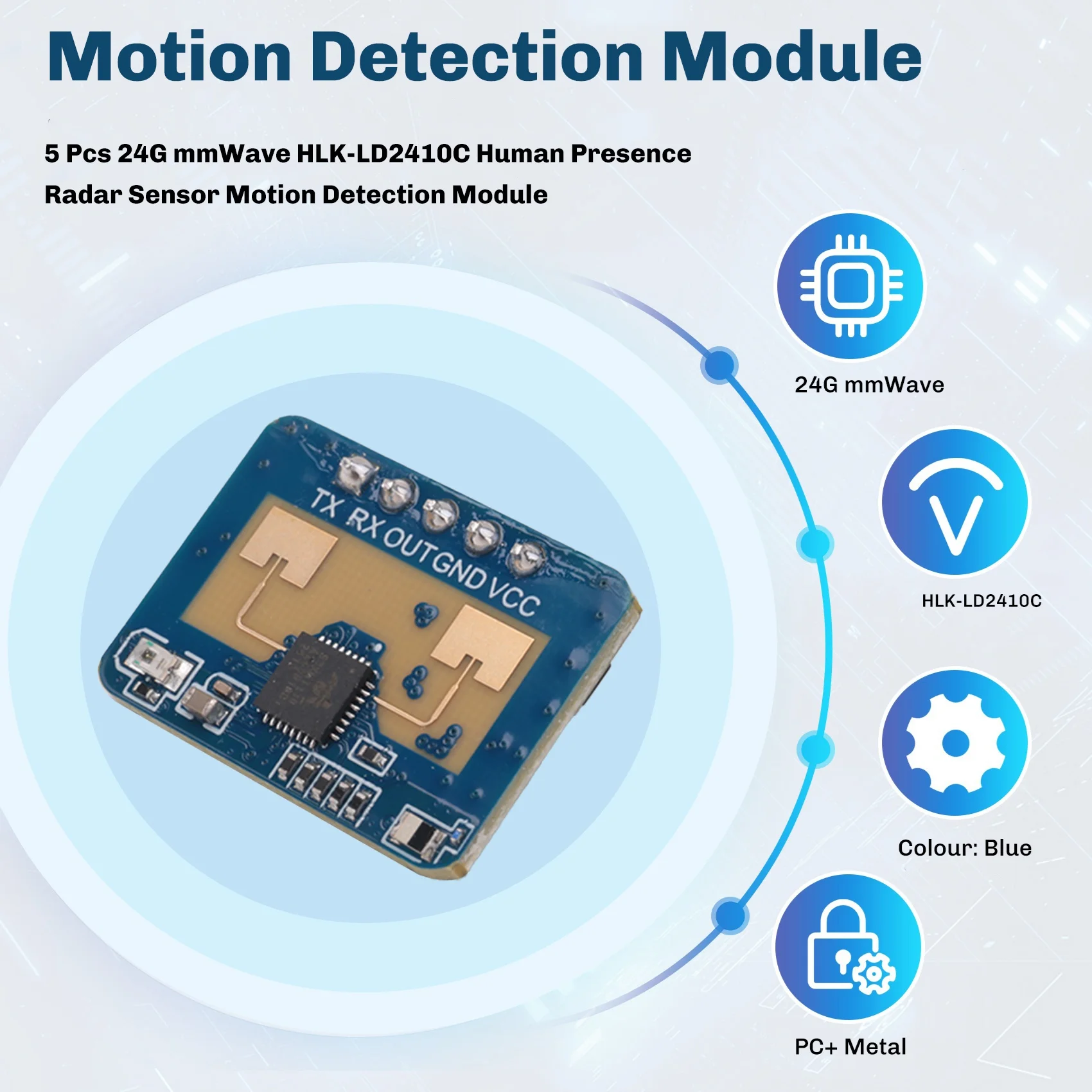 ABAN 5 Pcs 24G mmWave HLK-LD2410C Human Presence Radar Sensor Motion Detection Module