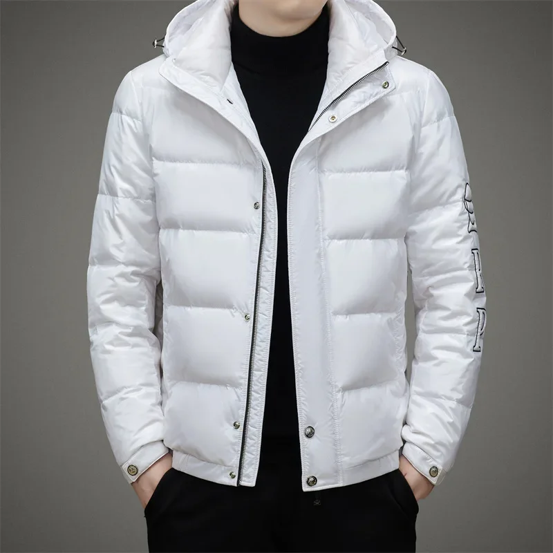 Chaqueta corta de plumón de pato para hombre, Abrigo acolchado, informal, ligero, marca de invierno