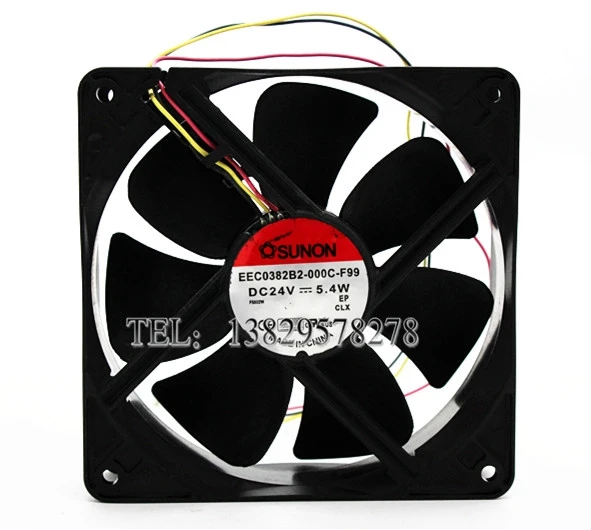 

SUNON EEC0382B2-000C-F99 DC 24V 5.4W 120x120x38mm 3-Wire Server Cooling Fan