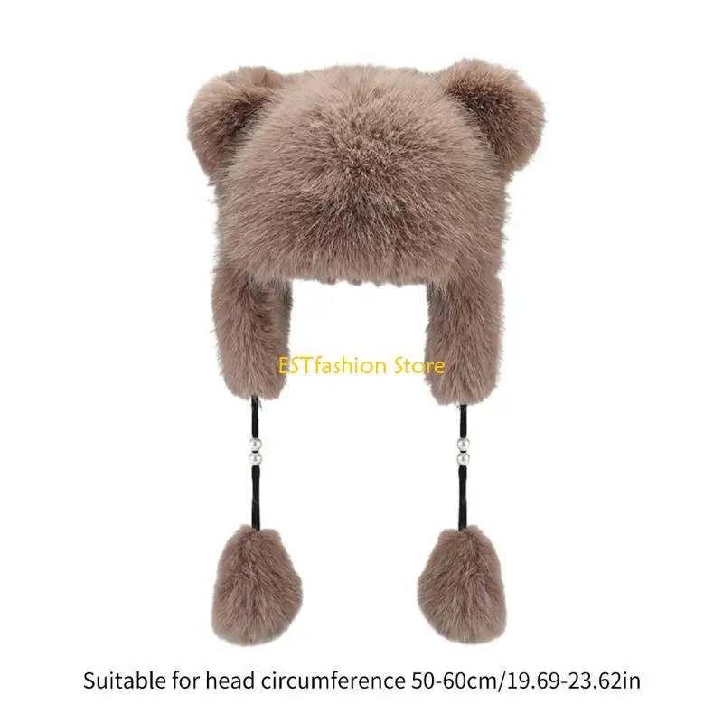 Y5GC Engrossar gorro inverno Chapéu forma orelha urso Chapéu adulto esqui andando caçador Chapéu