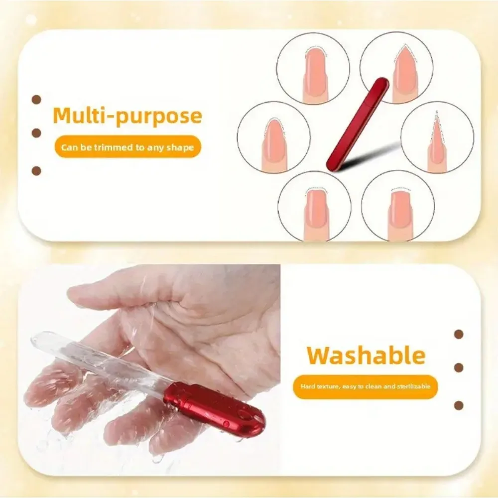 Lima de uñas de cristal dorado rosa, superficie polvo de diamante para uñas naturales y acrílicas, herramienta de manicura reutilizable e inodoro, 1 ud.