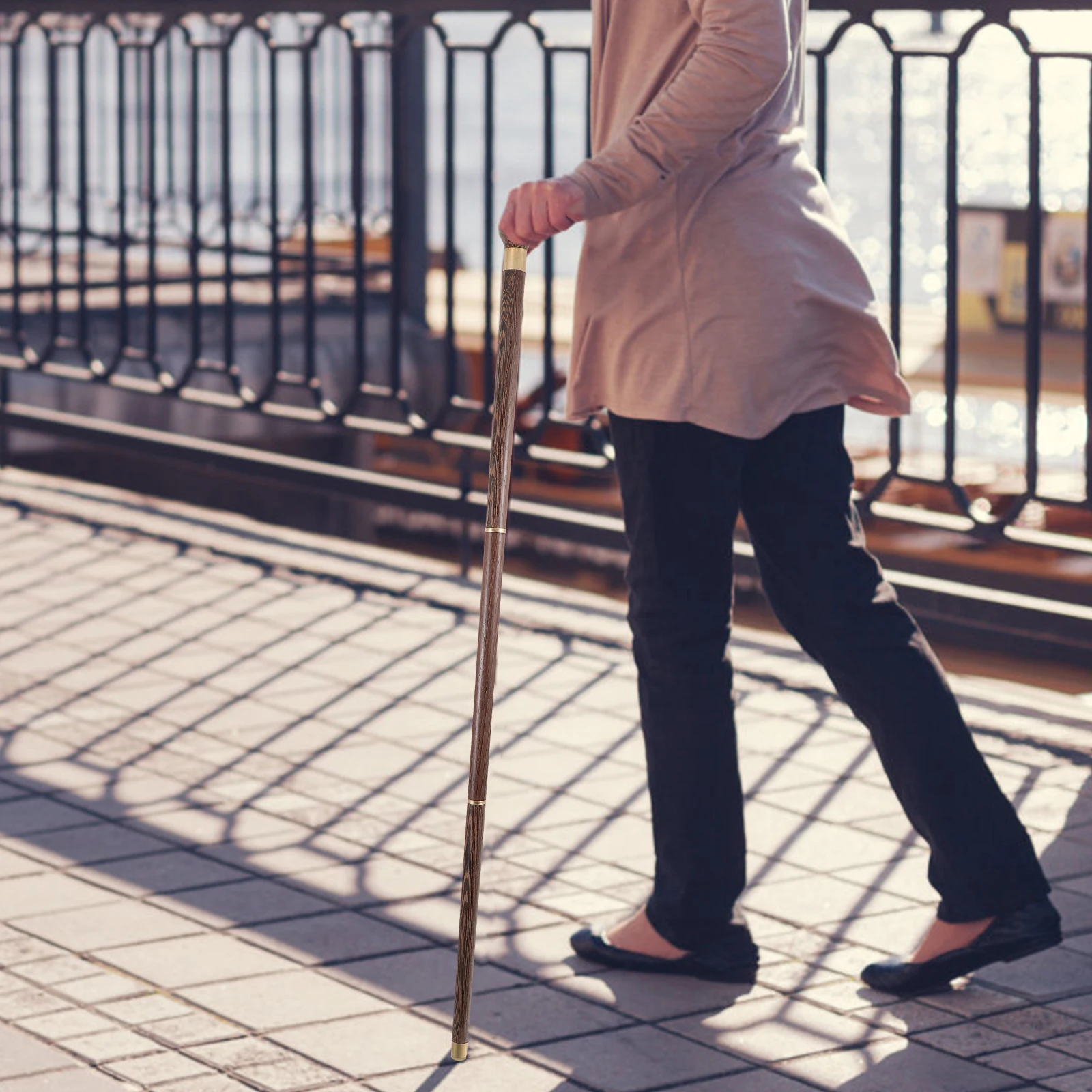 

Rosewood For Elderly Anti-Slip Portable Travel Cane Detachable Walking Pole Senior Detachable Walking Stick Mobility Aid