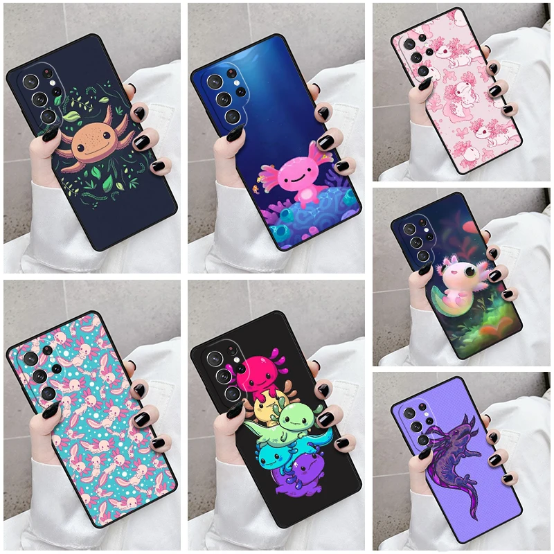 

Phone Case For Samsung Galaxy S24 S23 S21fe S22 Ultra Plus Note 10 20 S8 S9 S10 Cover Axolotl Wonders