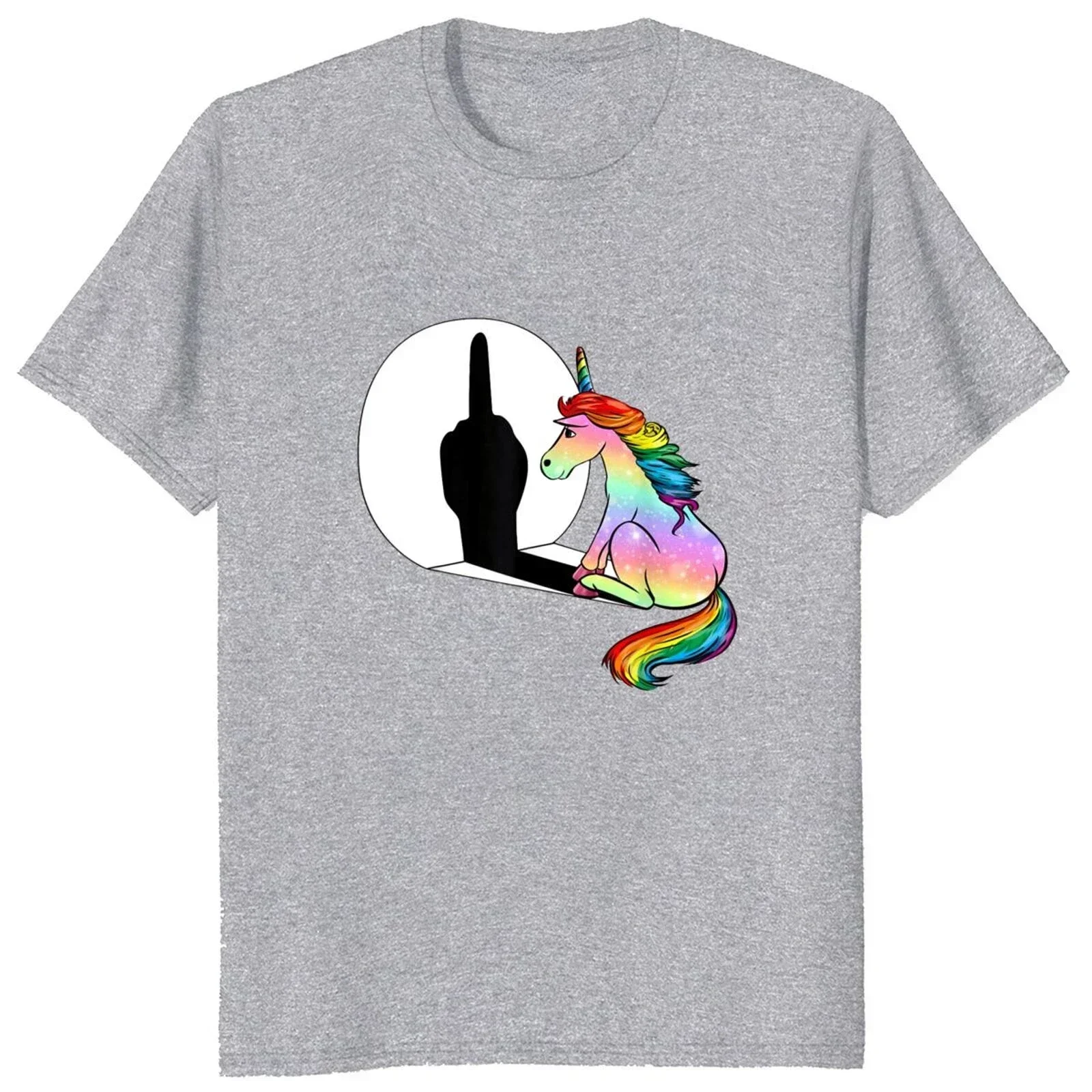Unicorn Middle Finger Fxk T Shirt Women Mens T-Shirt  Streetwear Tshirts Anime Fashion Harajuku Kawaii Women's Y2K Clothing