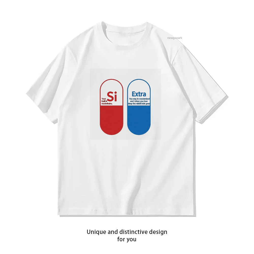 Camiseta con diseño de píldoras rojas y azules, opción Matrix Choice, camiseta informal de algodón de manga corta para hombres y mujeres