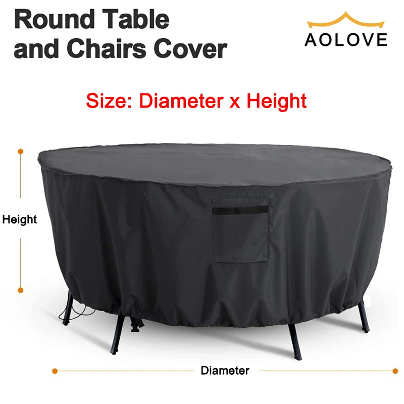 Outdoor Round Table Chair Set Cover Garden Furniture Waterproof Oxford 420D Wicker Sofa Protection Patio Rain Snow Dust Covers