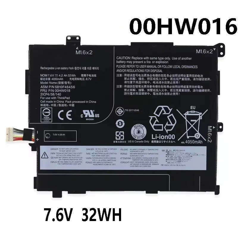 00HW016 00HW018 7.6V 32WH Laptop Battery for Lenovo Thinkpad 10 20E3 20E4 SB10F46454