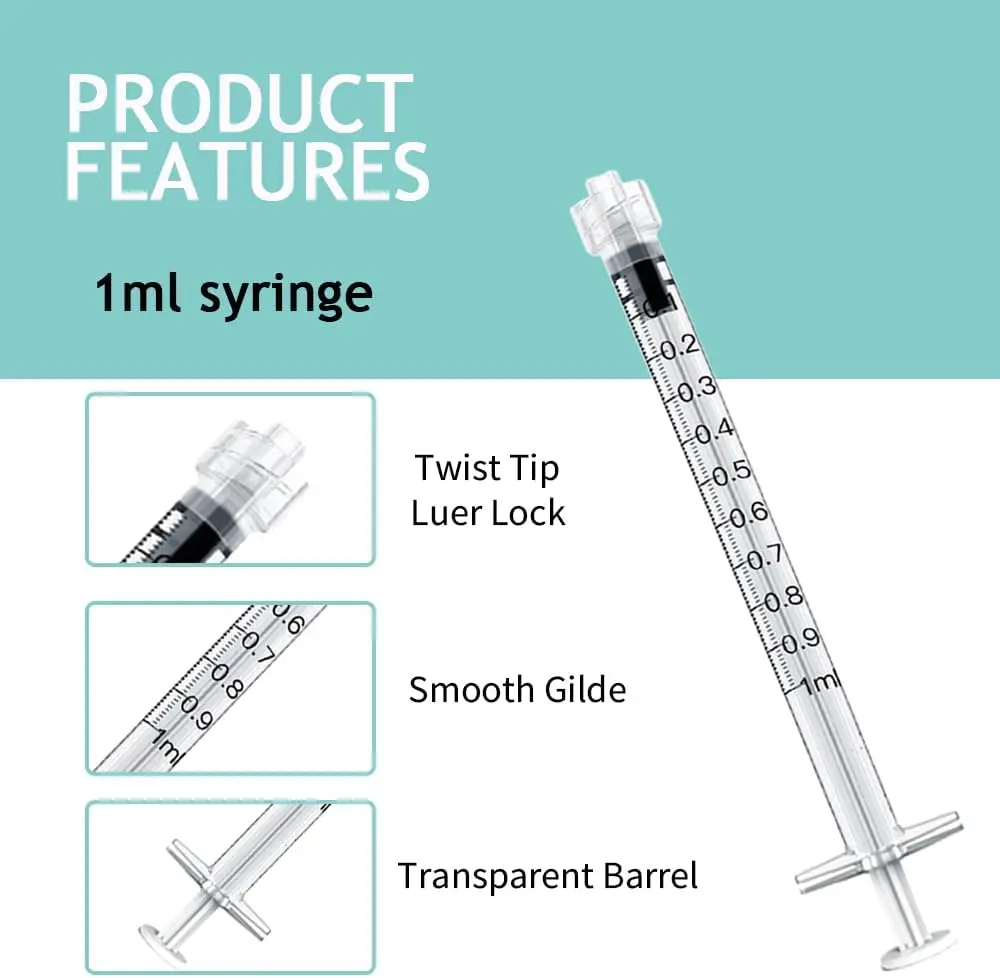 1mL Luer-Lock-Spritze (ohne Nadel) | 100/50/20 Stück Steril & Einzeln Verpackt für Professionellen, Industriellen & Privaten Gebrauch – Detail 7