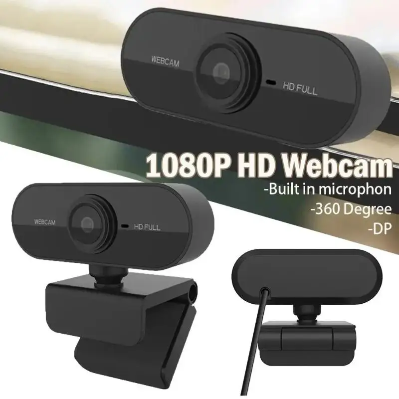 USB Webcam Plug and Play Built-in Mic 360 Rotatable PC Camera for Gaming Live Stream Video Calls