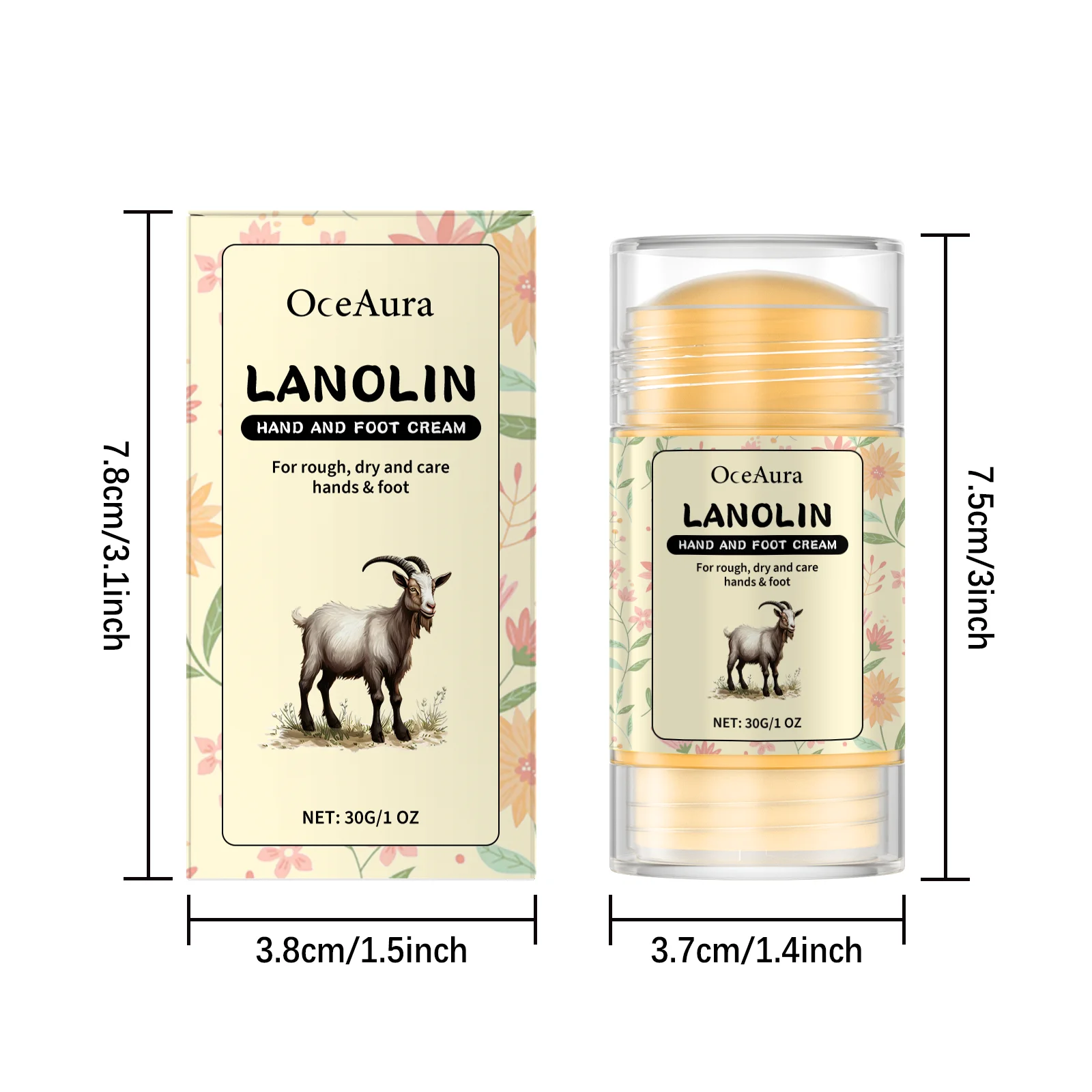 عصا القدم اليدوية من لانولين للبشرة الجافة والمتشققة والخشنة، مرطبة لطيفة ومغذية ومضادة للتشقق، تمنع تكسير قدميك #6