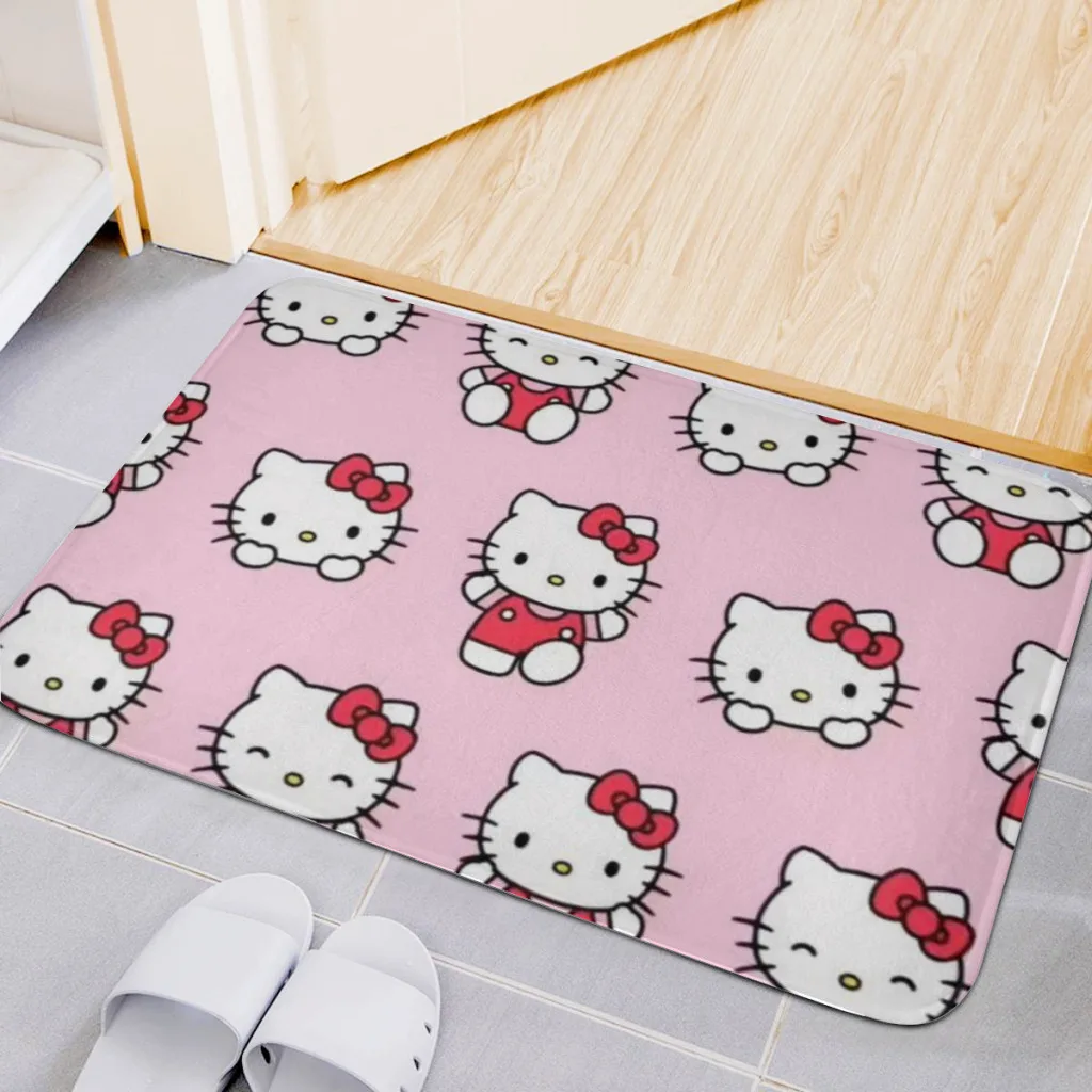 

Hello Kitty Sanrio Living Room Rug Carpet Flannel Slip Mat Aesthetic Room Decoration