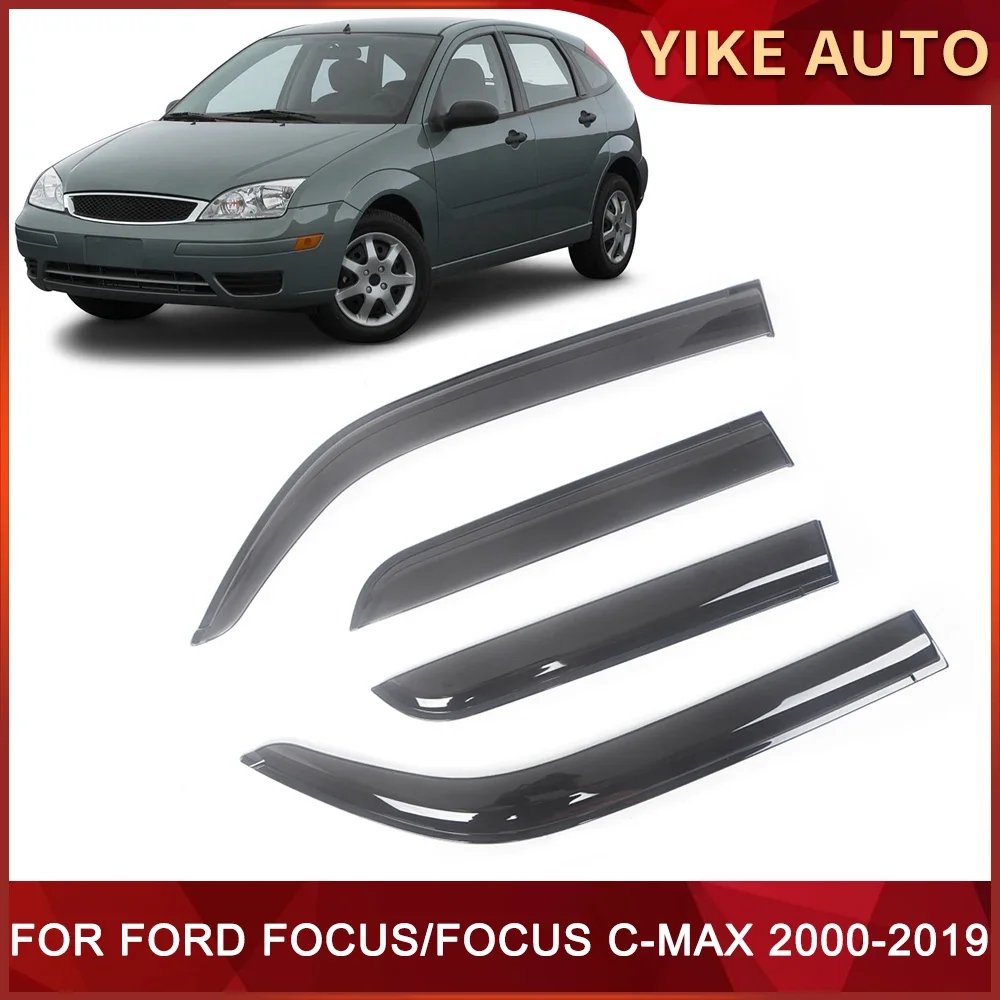 Window Visor for FORD FOCUS 2000-2019 FOCUS C-MAX Weathershied Door Visor Wind Sun Rain Guards Side Window Wind Deflectors Auto