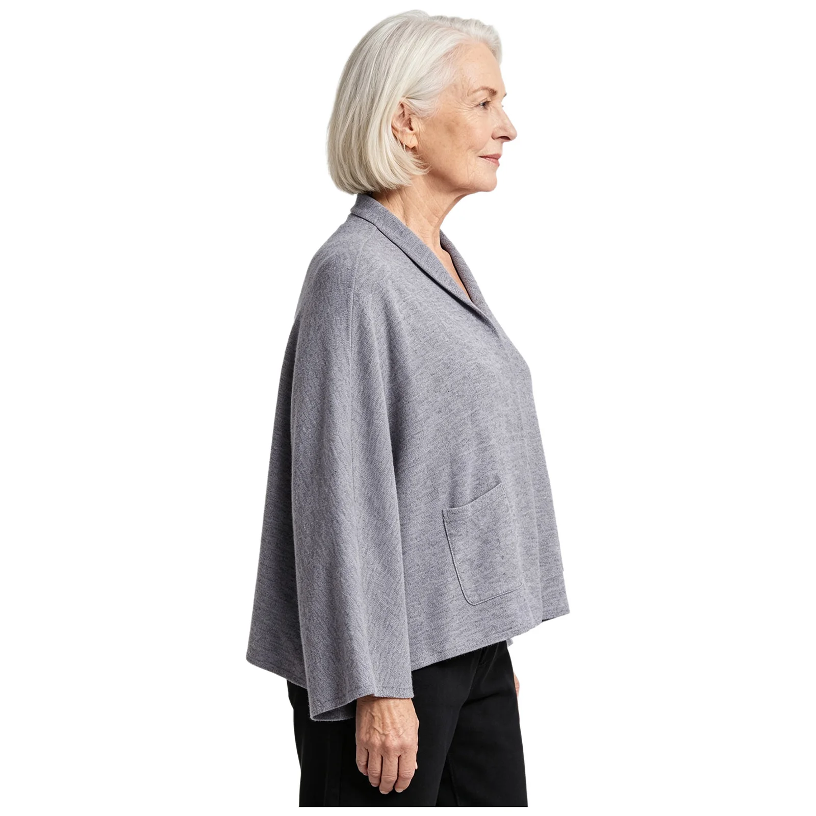 Women Elderly Special Needs Adaptive Clothing V Neck Button-down Warm Cape Shawls Coat with Pockets for Nursing Home Homewear
