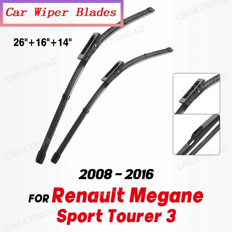 

Wiper Front & Rear Wiper Blades Set For Renault Megane Sport Tourer 3 2008 - 2016 Windshield Windscreen Window 24"16"14"