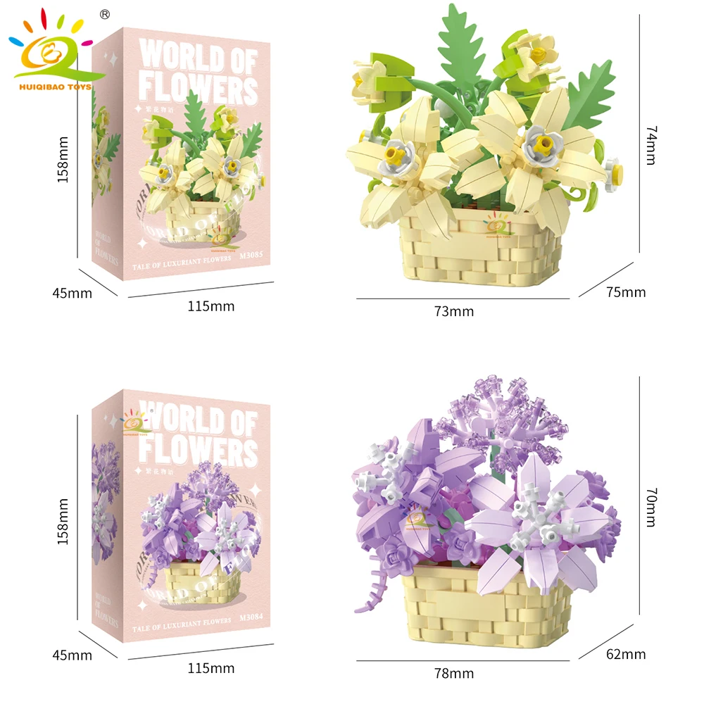 HUIQIBAO MOC Bouquet Topfpflanze Micro Bausteine Ewige Blume Modell DIY Hause Schreibtisch Dekoration Ziegel Spielzeug Für Kinder – Detail 6