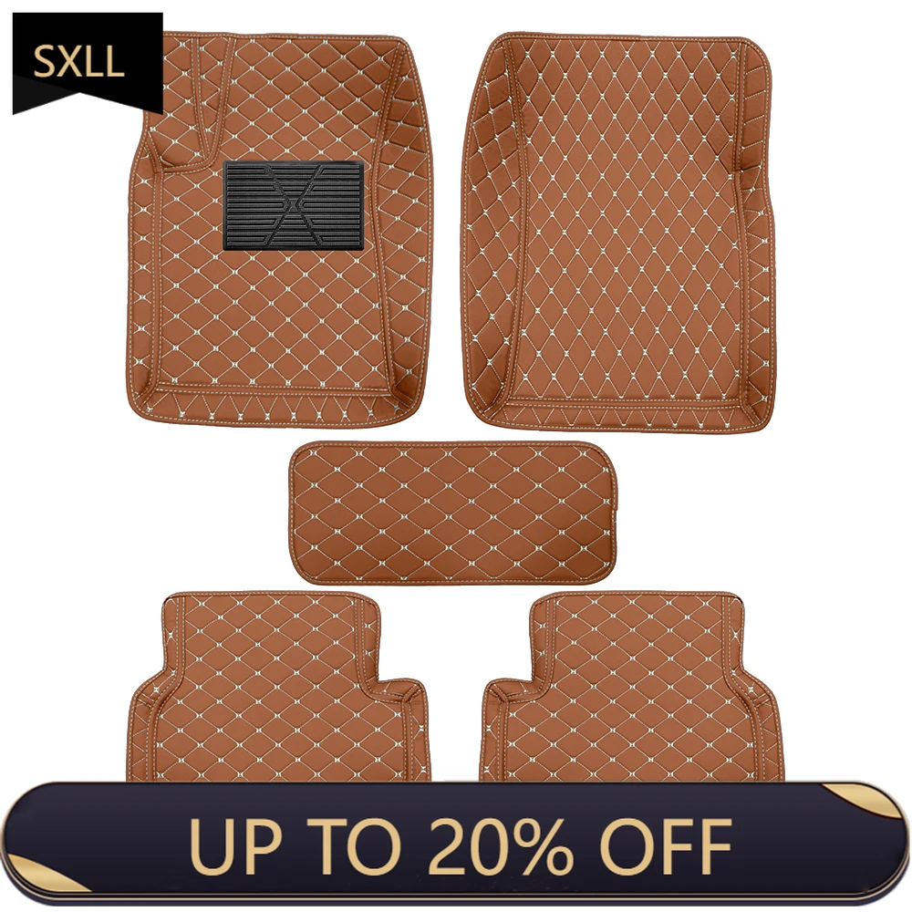 

SXLL Car floor mat left hand drive GM carpet cover front and rear seat mount suspension pedal model 5pcs brown